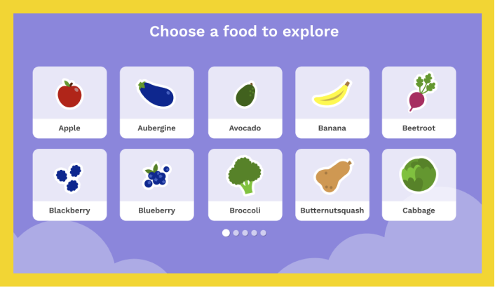 Choose a food to explore in Practice Mode