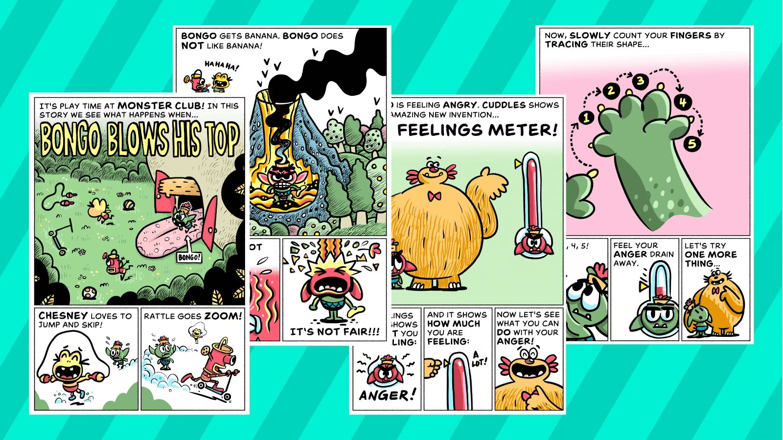 Colourful, Illustrated comic pages