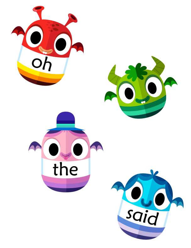 Four trickies with the words 'oh', 'the' and 'said' on them