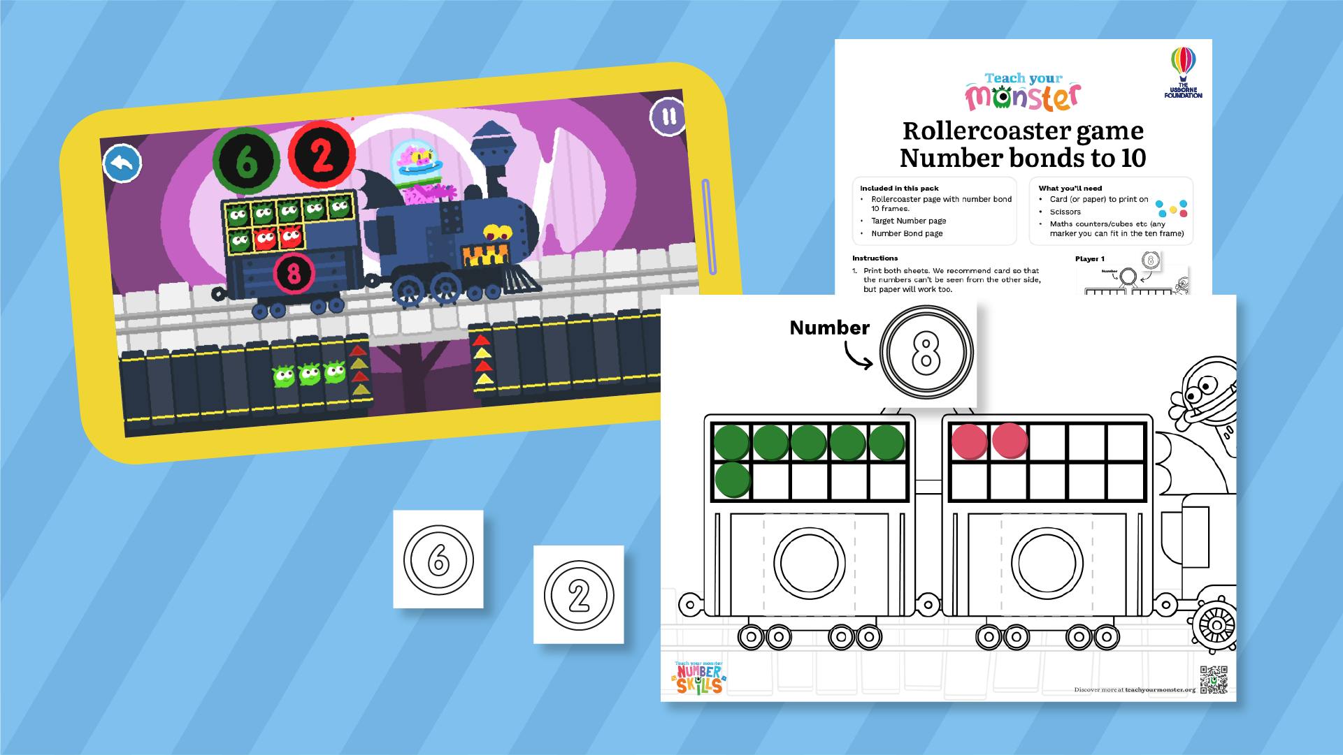 The rollercoaster game compared to the printable version of the game.