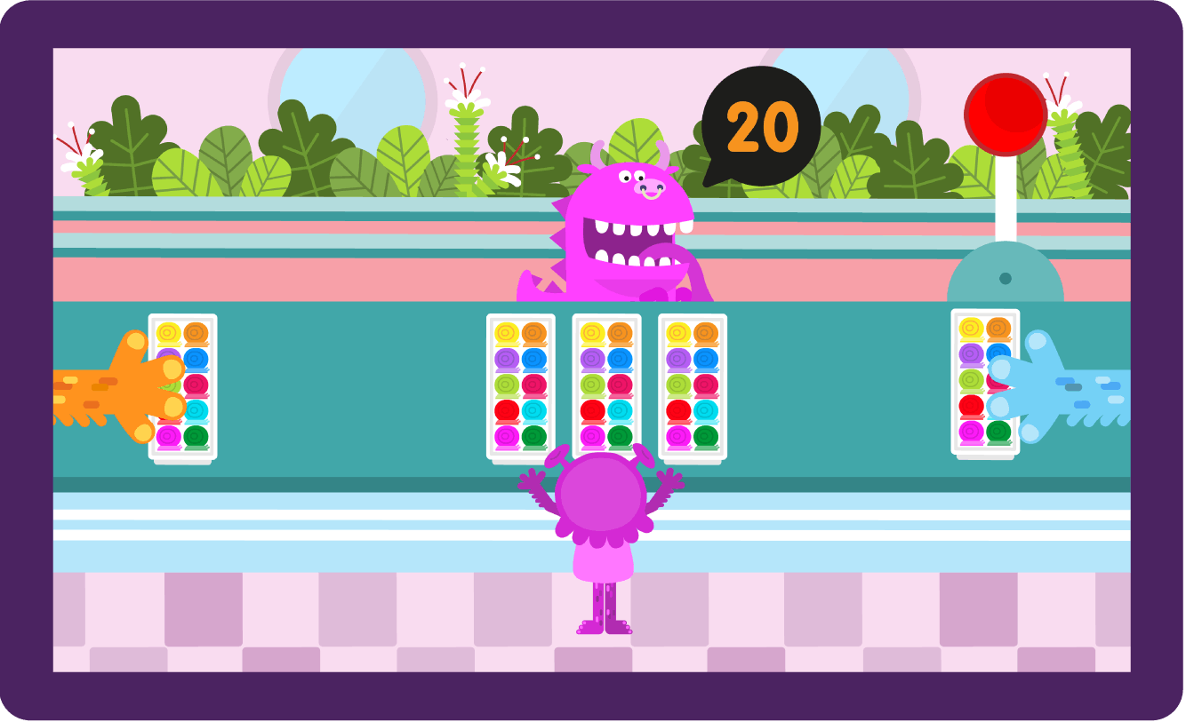 A dinocow asks for '20' snails but the monster has given 15...