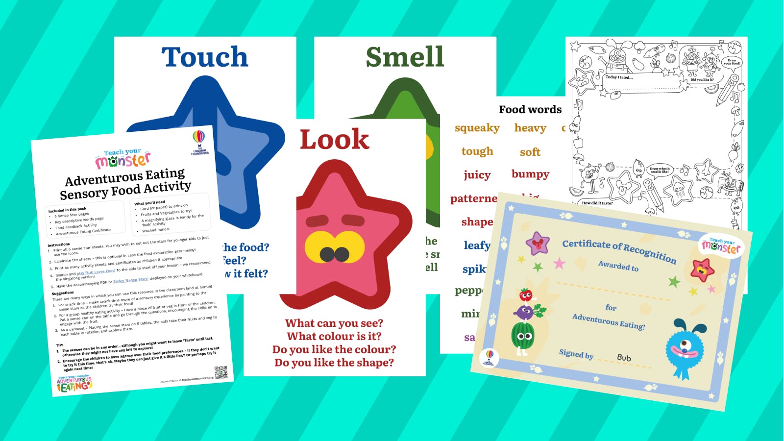 A variety of Adventurous Eating printable activities.