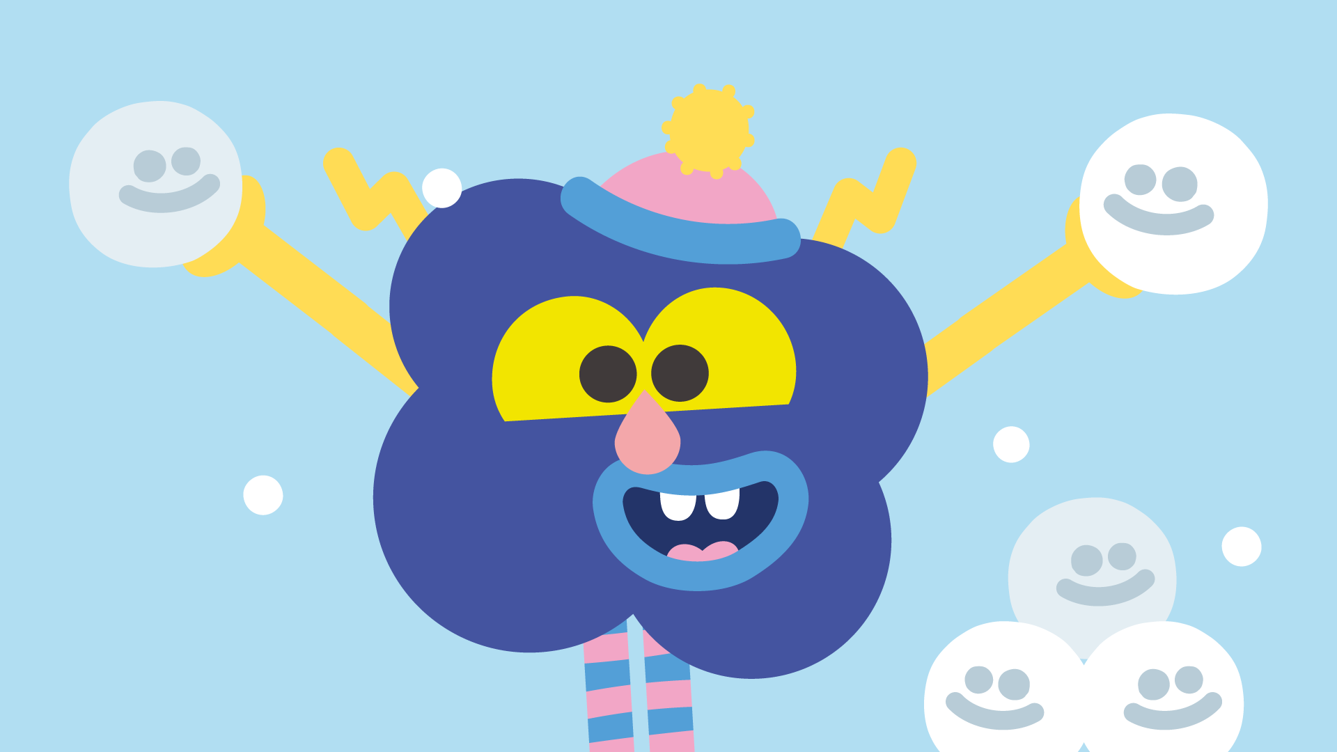 A monster holding two snowballs