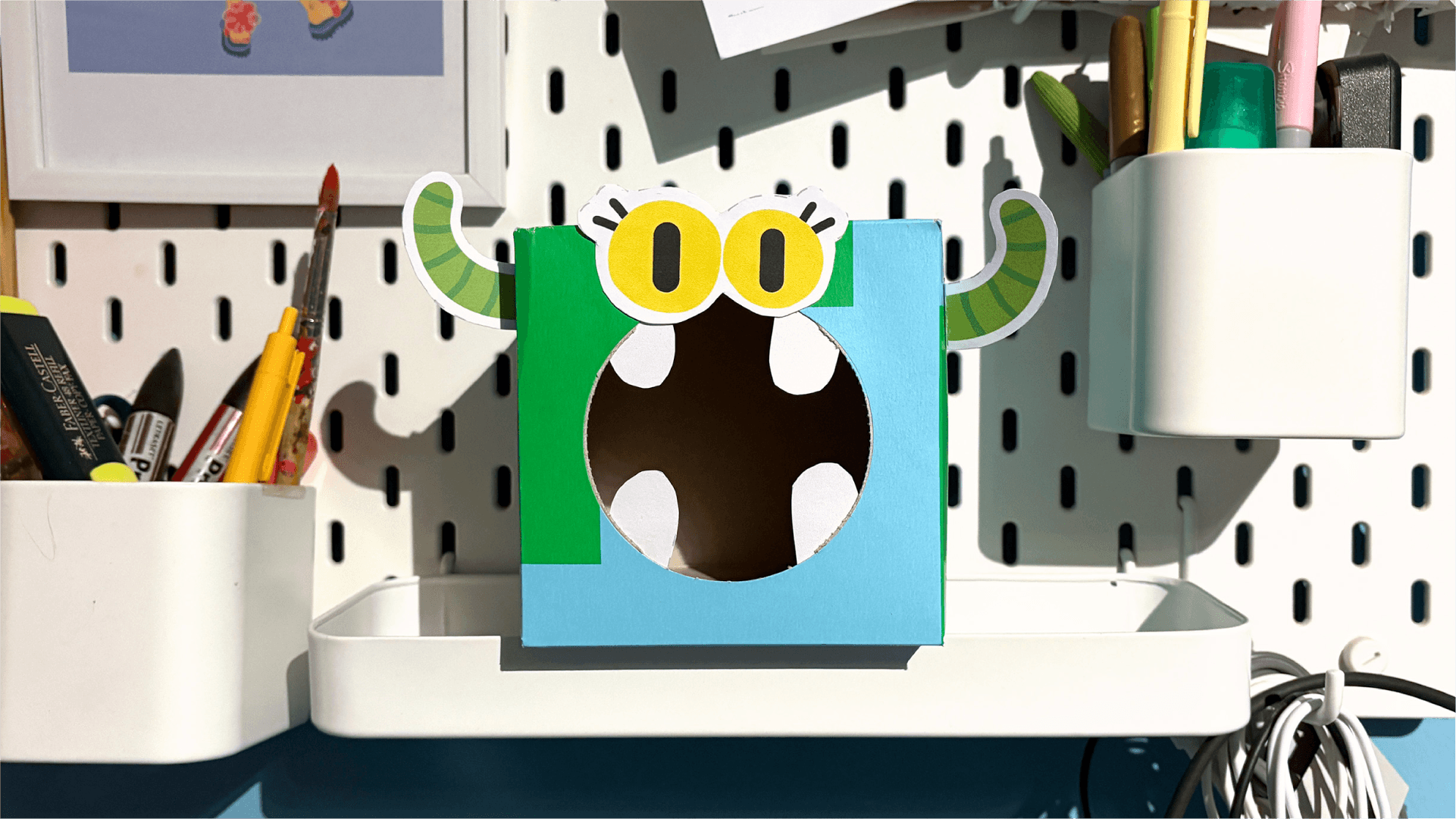 A monster worry box sitting on a shelf