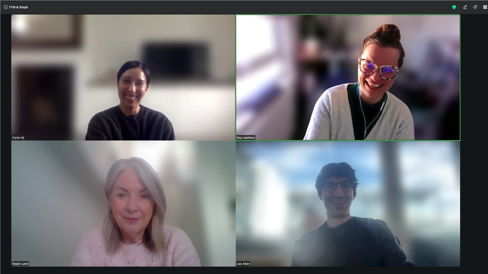 UK expert in phonics Steph meeting with Product Manager Leo, User Tester Carla Vij and Audience Comms team member Kay.