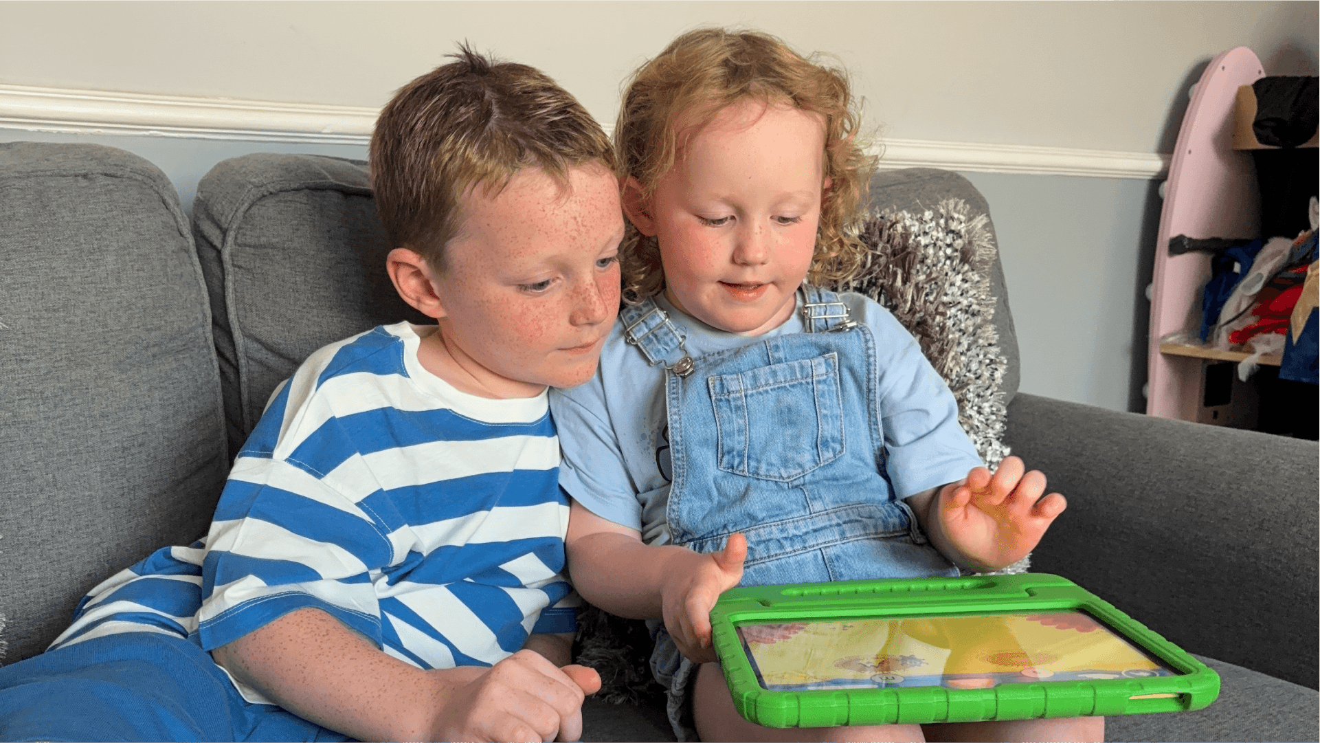 Two children play the game together.