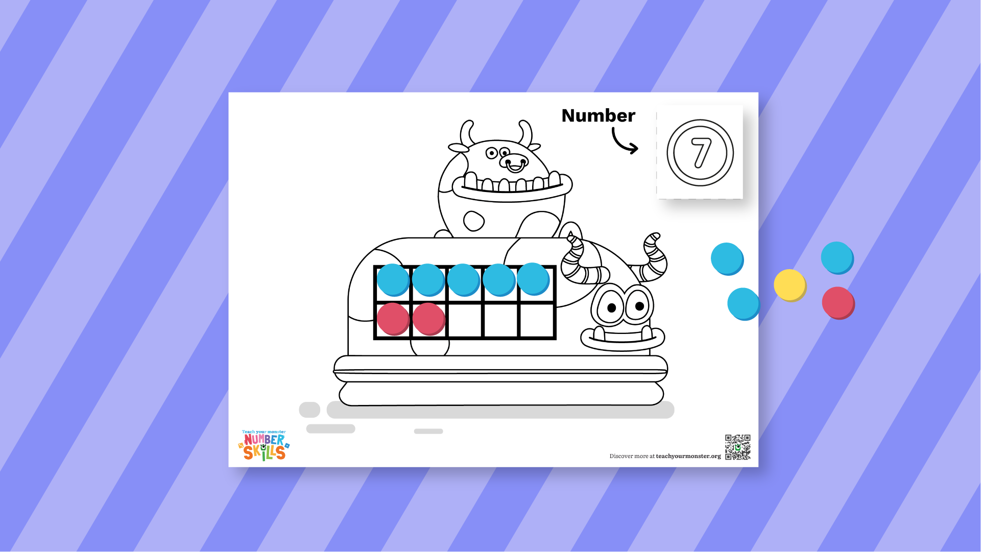 Our Ten Frame prinatable with counters and the number 7.